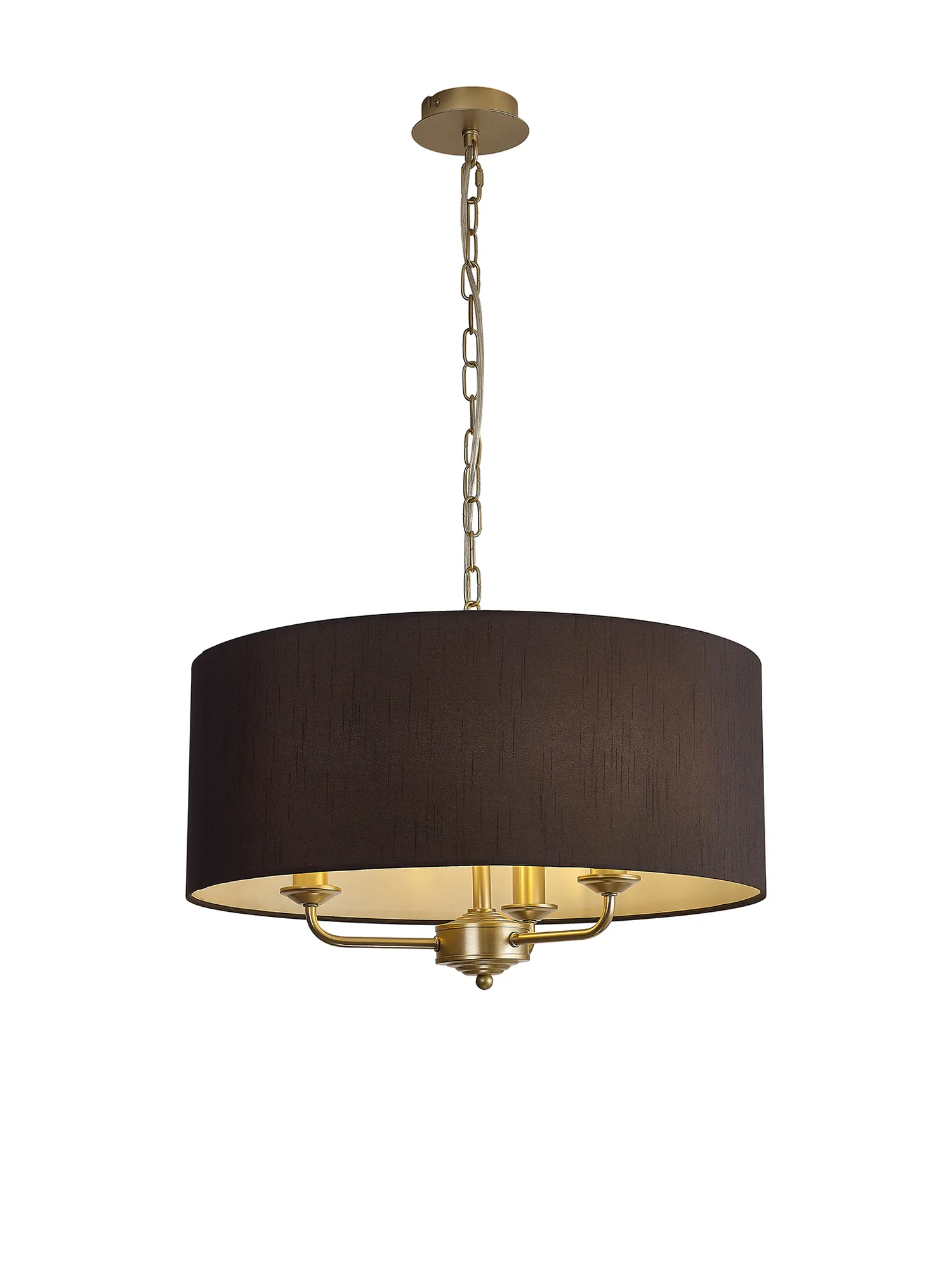 DK0968  Banyan 50cm 3 Light Pendant Champagne Gold, Black